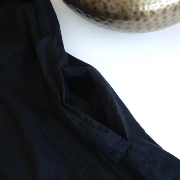 Banana Republic 3/4 Sleeve Black Soft Italian Cotton Button Down Shirt Dress 2 - Picture 14 of 16
